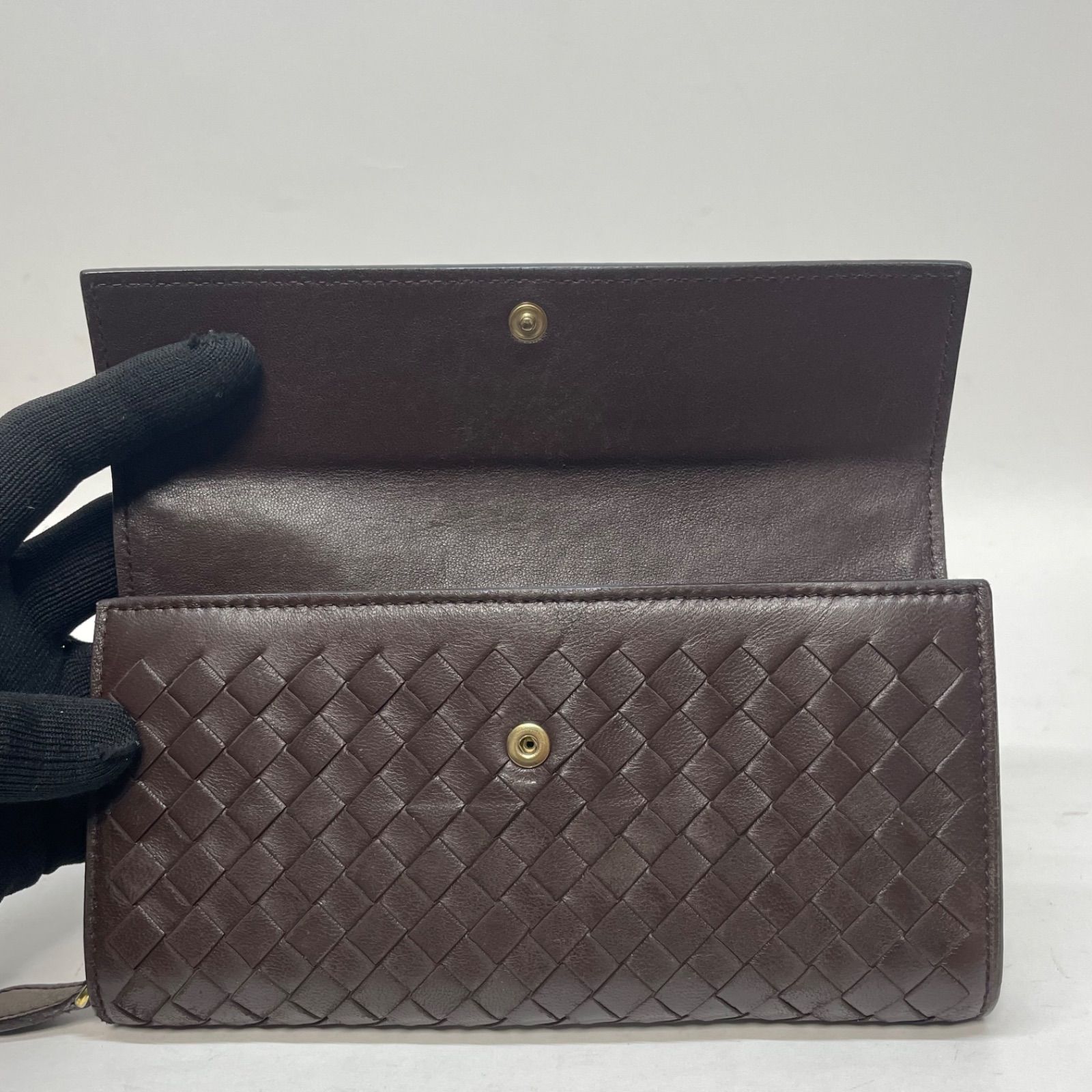 3065 BOTTEGA VENETA ボッテガヴェネタ 長財布 ダークブラウン レザー 