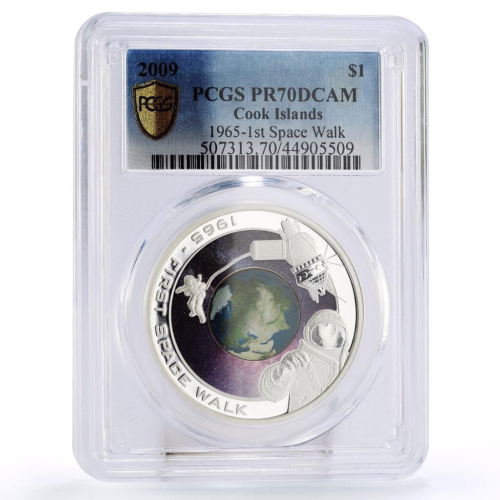 クック諸島 1ドル 宇宙飛行士初の月面歩行 PR70 PCGS 銀貨 2009年