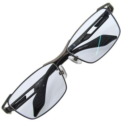 k eines 伊達メガネ デスクワーク ドライブ 夜間運転対応 HEV 420＆イエローライトカット TR 90 大きい 幅広 スタイリッシュ メタル スクエア マットグレー