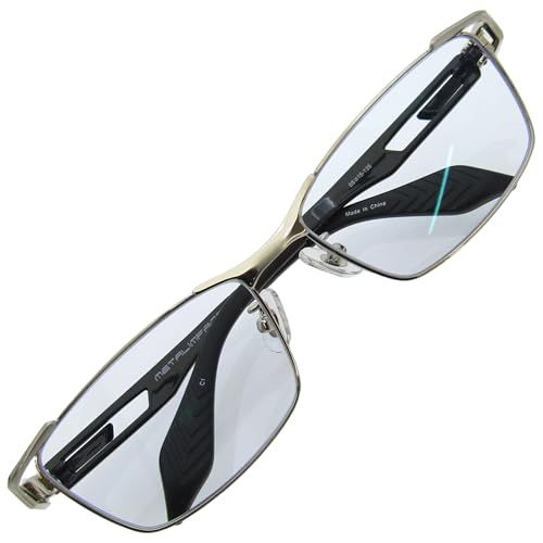 k eines 伊達メガネ デスクワーク ドライブ 夜間運転対応 HEV 420＆イエローライトカット 大きい 幅広 スタイリッシュ メタル スクエア シルバー ブラック