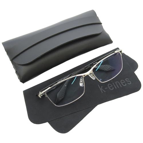 k eines 伊達メガネ デスクワーク ドライブ 夜間運転対応 HEV 420&イエローライトカット 大きい 幅広 スタイリッシュ メタル スクエア シルバー ブラック