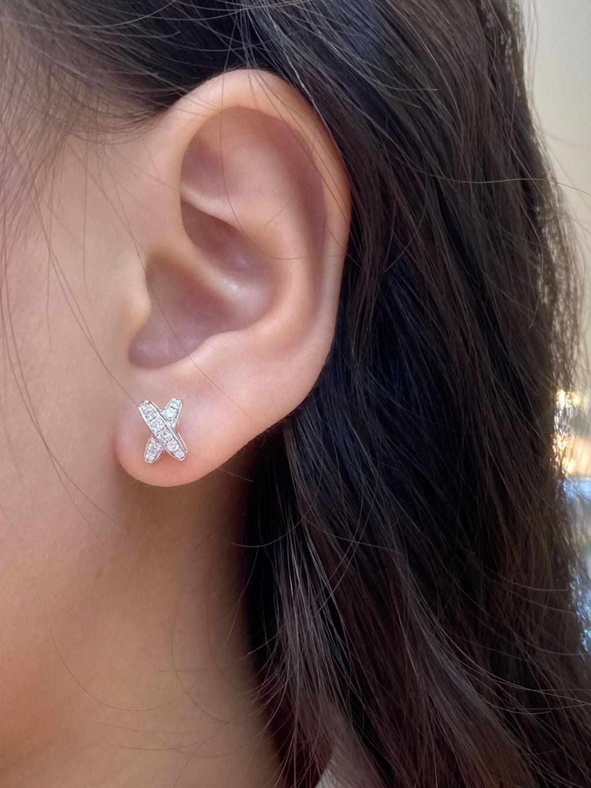 K18 ダイヤモンド Xデザイン ピアス 0.28ct 天然ダイヤ - メルカリ