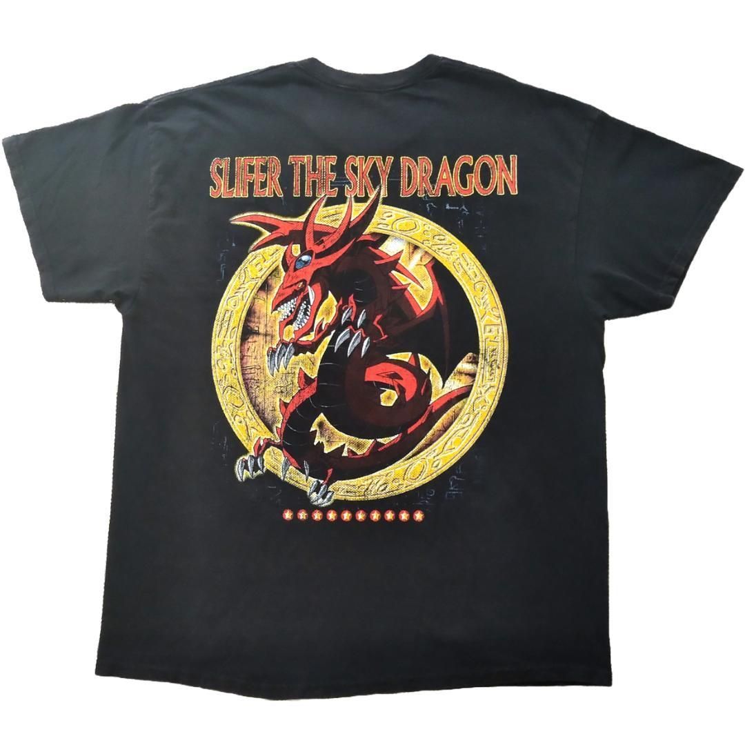 遊☆戯☆王 ヴィンテージ加工Tシャツ L 黒 オシリスの天空竜 アニメT