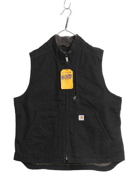 な ! US企画 カーハート モックネック ダック ベスト レディース XL 裏 ボア パイル フリース ワーク 重ね着 大きいサイズ 黒
