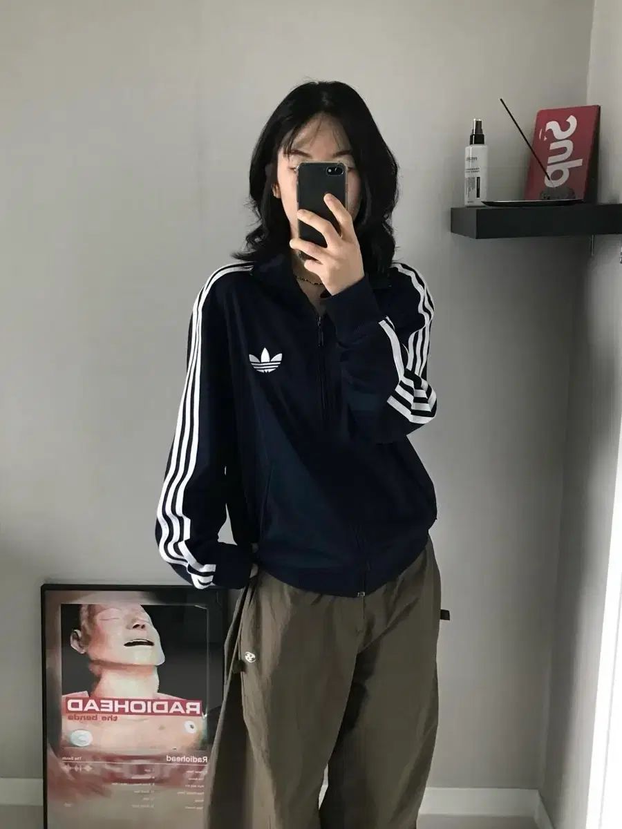 アディダス旧ファイヤーバード ネイビー 白 トラックジャージ