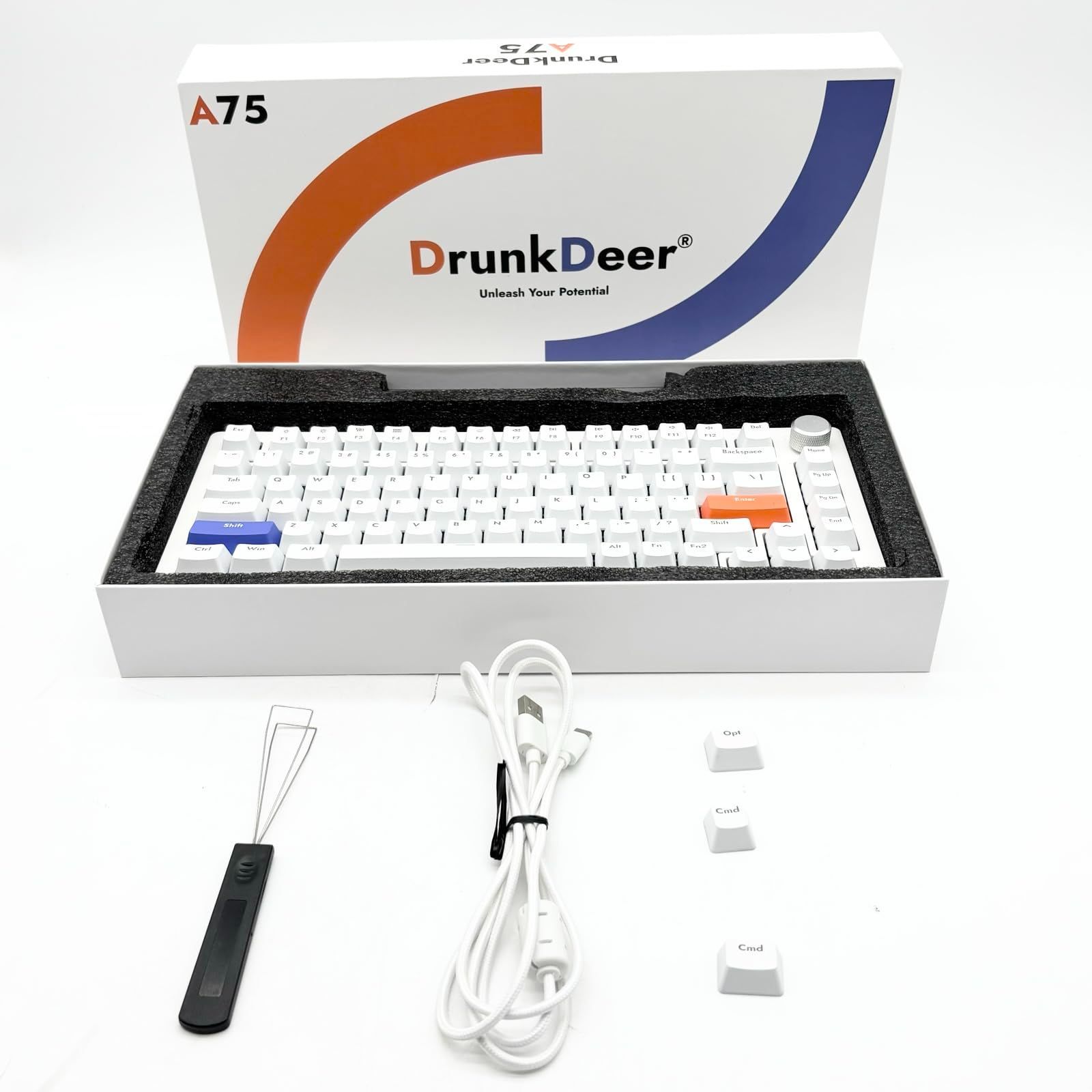 DrunkDeer A 75 ラピッドトリガー キーボード メカニカル TKL ゲーミング 磁気スイッチ RGB 有線 USB コンパクト 82キー ノブ付き 1680