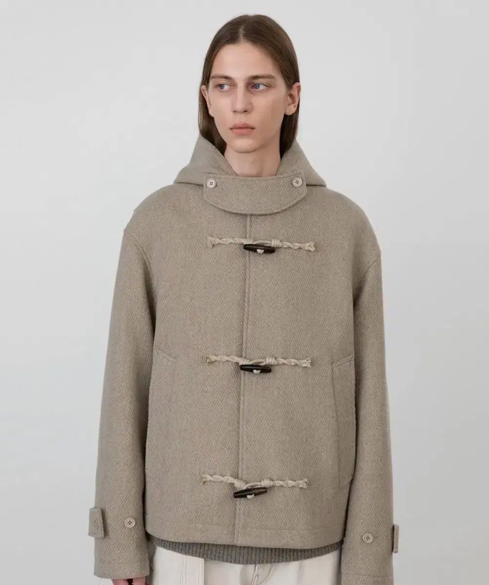INSILENCE ヘリンボーン クロップド ダッフル コート BEIGE - メルカリ