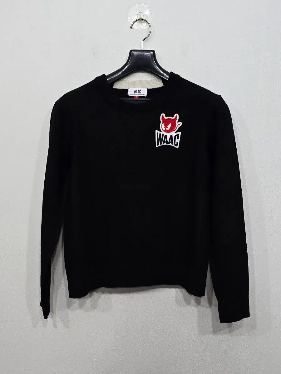 90 レディース WAAC ワック(WACC ) 刺繍 ゴルフ ニット ブラック