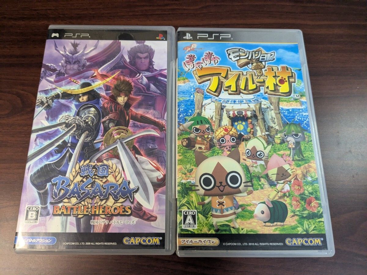 PSP】 ソフト2本セット モンハン日記 ぽかぽかアイルー村 戦国BASARA
