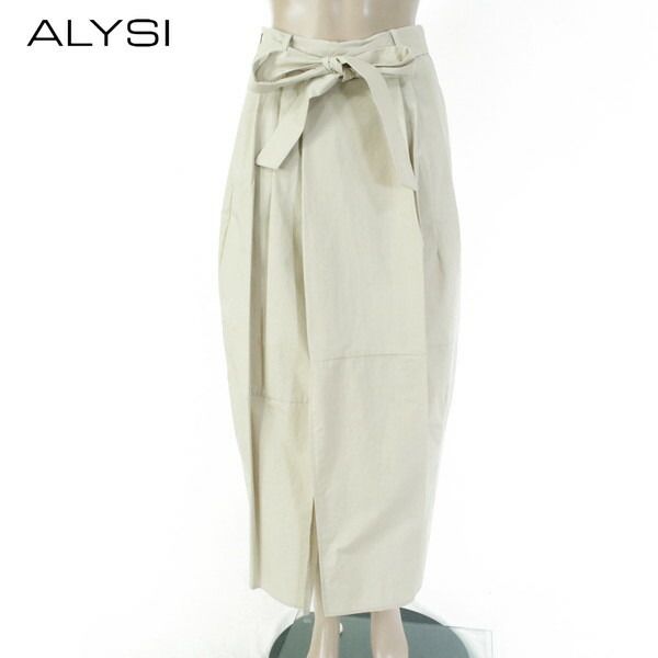 80 OFF アリジ ALYSI スカート 40 ESK 720 Mサイズ ベージュ レディース ロングスカート コットンスカート スリット イタリア製