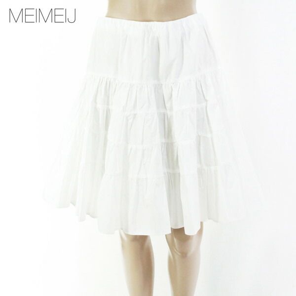 75 OFF メイメイジェイ MEIMEI J スカート 40 ESK 732 Mサイズ ホワイト レディース フ ギャザースカート イタリア製