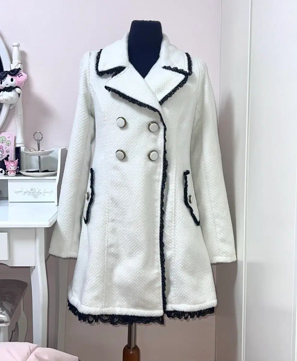 トラララ 白 ツイード トレンチ コート 古典 姫ギャル 달천 リズリサ ラテギャル