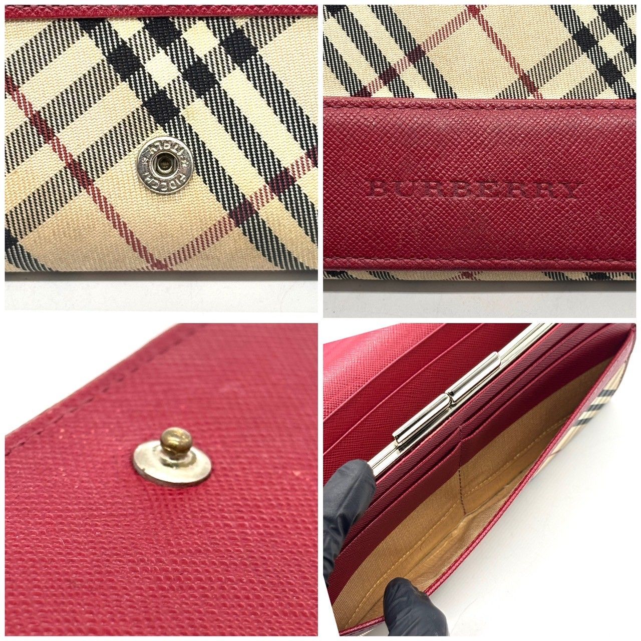 気品を宿す永愛の赤】 BURBERRY バーバリー 長財布 ノバチェック