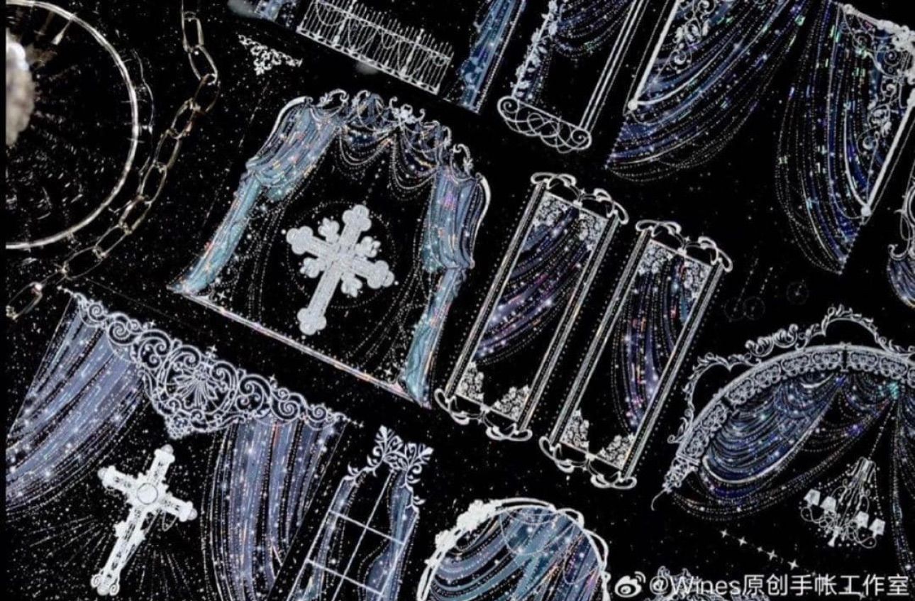 ♡SALE♡ 贝壳银 彩罗之帘 8cm×10m 海外マスキングテープ 海外マステ