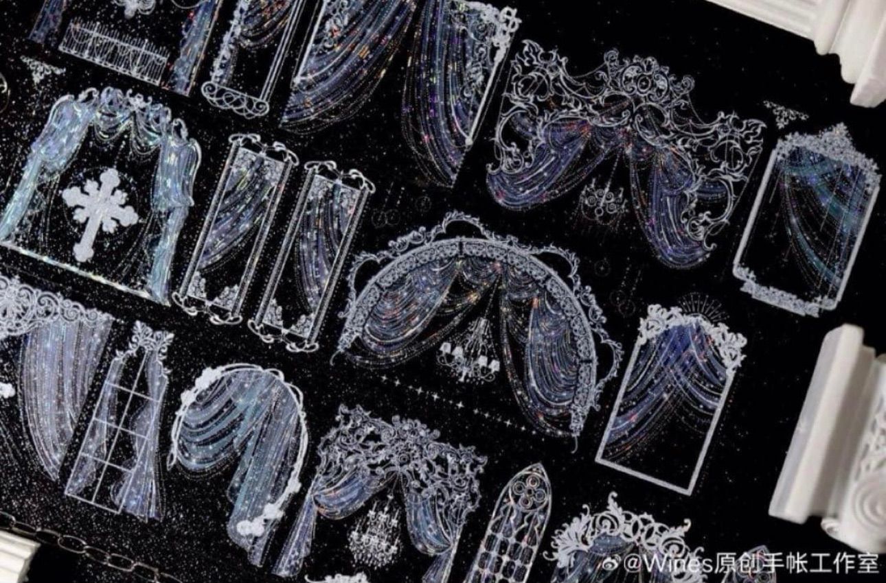 ♡SALE♡ 贝壳银 彩罗之帘 8cm×10m 海外マスキングテープ 海外マステ