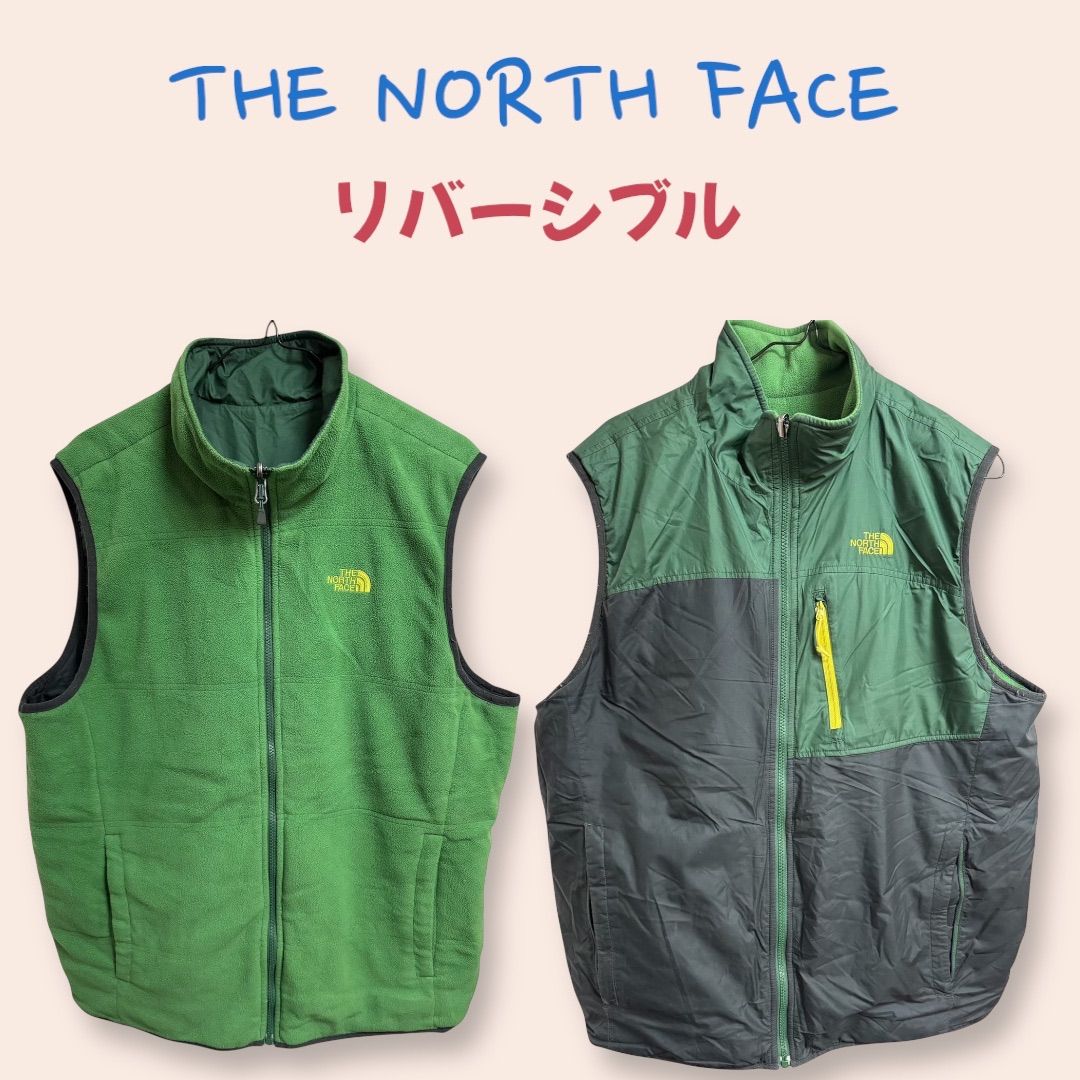 【ザ・ノースフェイス】リバーシブルベスト　L 刺繍ロゴ　ナイロン地　フリース地 ☆THE NORTH FACE ☆ ザノースフェイス リバーシブル ベスト L