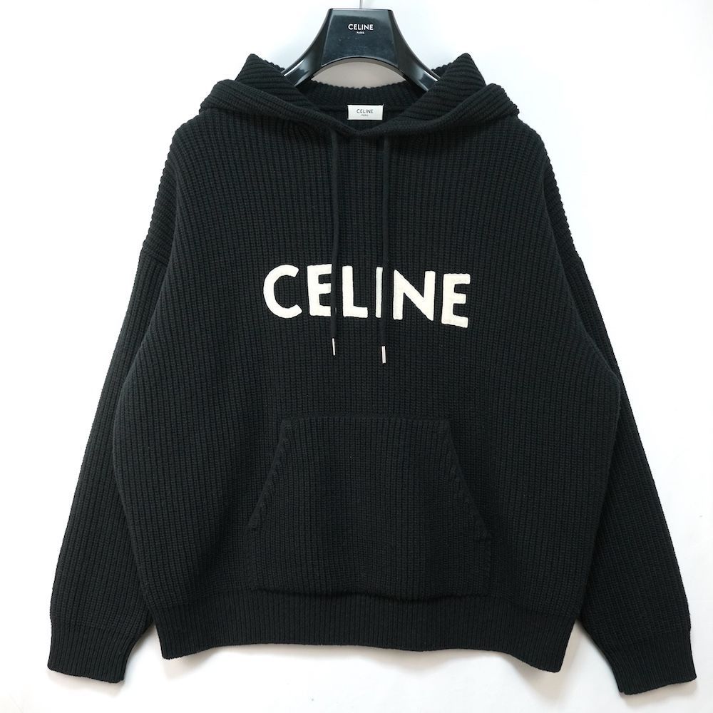 CELINE セリーヌ フロント ロゴ ウール ニット フーディ パーカー