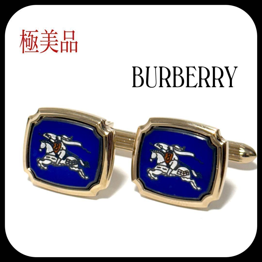 極美品✨ バーバリー カフス ネイビー×ゴールド ホースロゴ - メルカリ