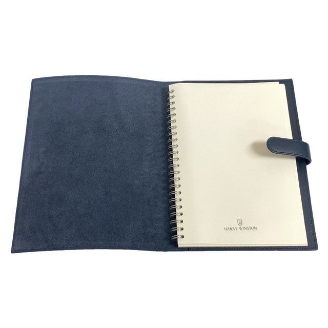  ハリーウィンストン 手帳カバー ノートカバー レザー ネイビー 手帳 A５ メンズ ラージ 大きめ 紺 濃紺 ビジネス 紳士 液体のり 引き出し収納 ノート ノート メモ帳