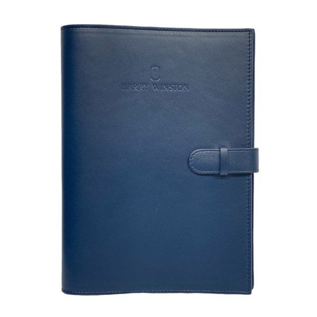 ハリーウィンストン 手帳カバー ノートカバー レザー ネイビー 手帳 A５ メンズ ラージ 大きめ 紺 濃紺 ビジネス 紳士