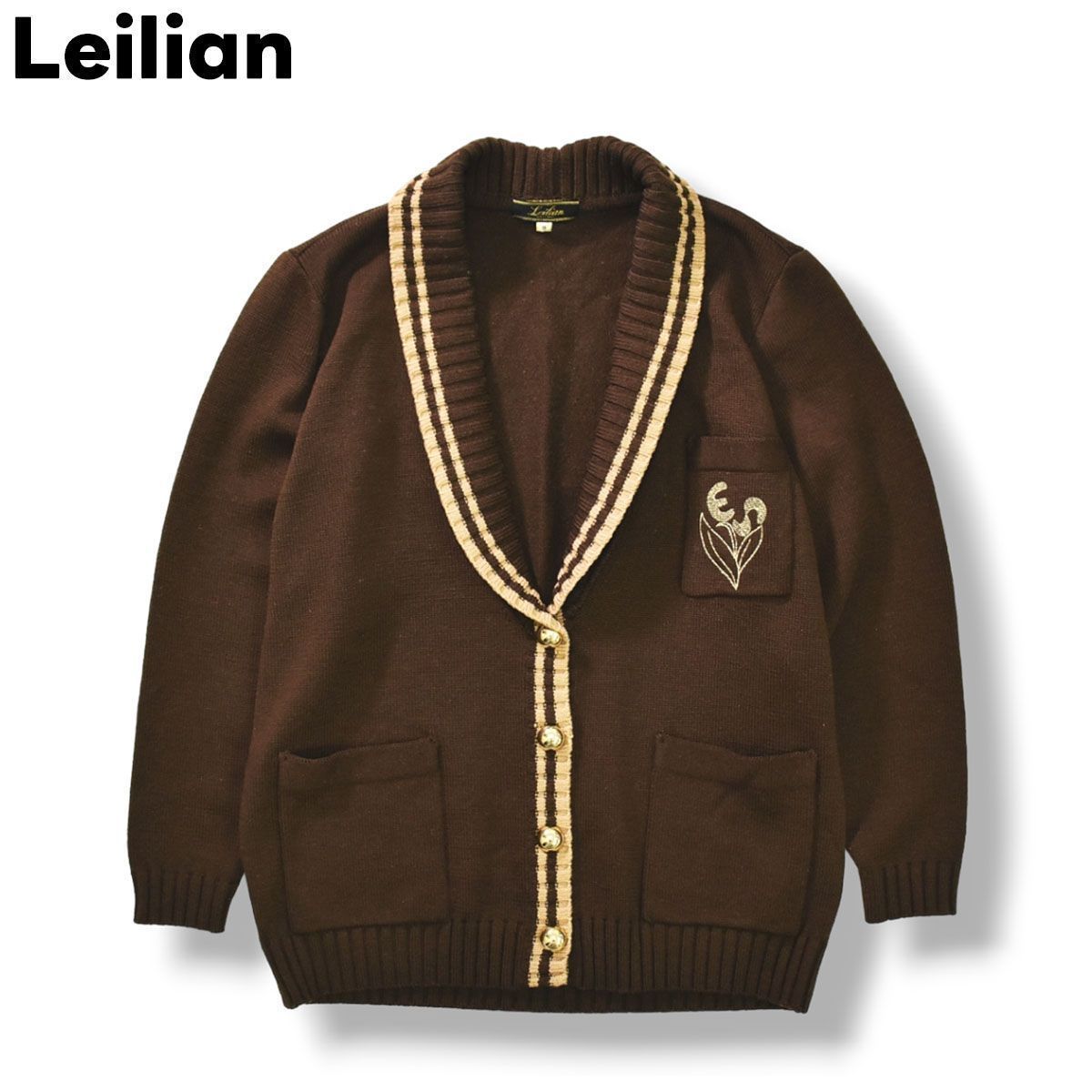 上品】 レリアン Leilian カシミヤ混 ミドルゲージ カーディガン 9 M