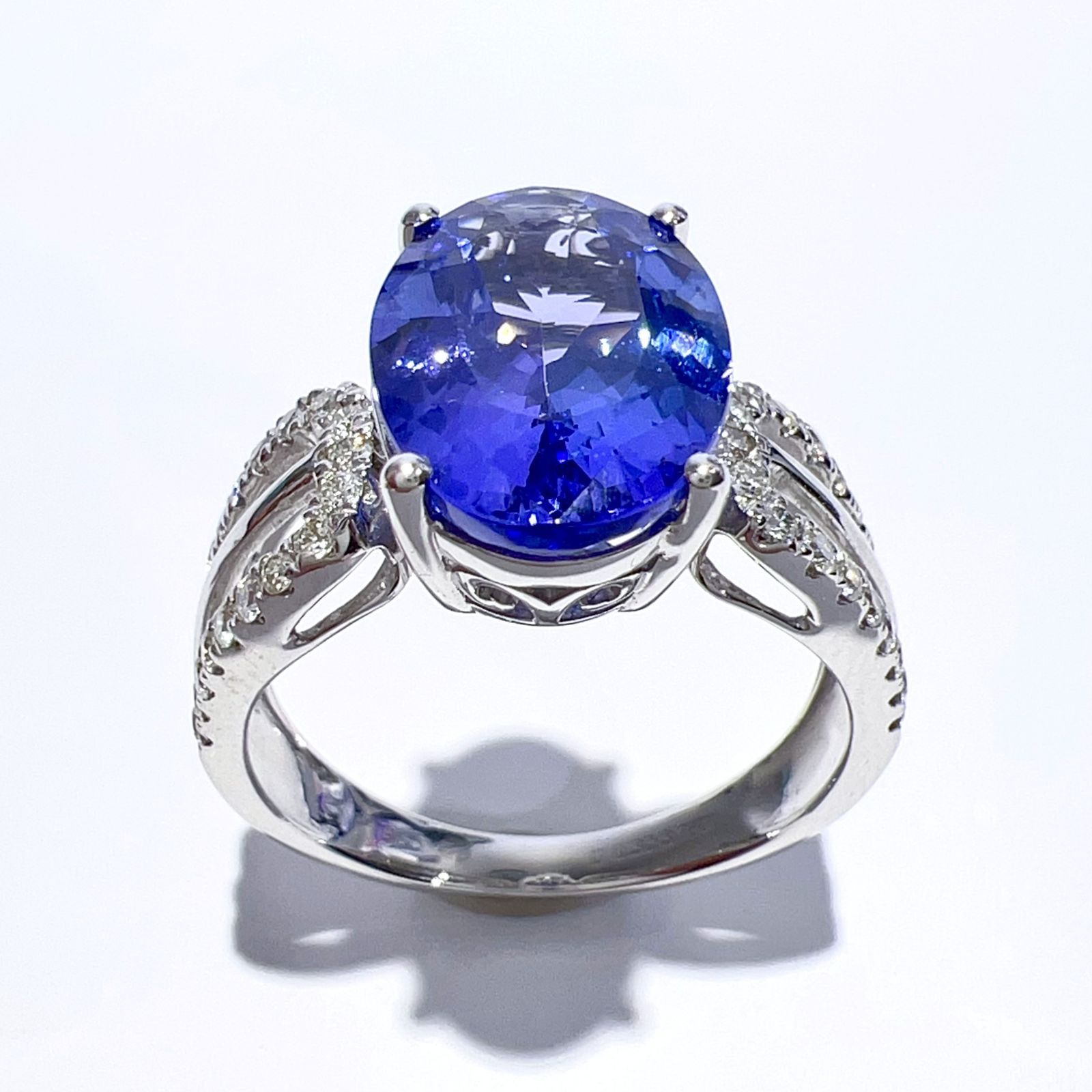 ☆ hiton ☆PT950天然タンザナイトリング Pt950 天然 タンザナイト ダイヤ リング ブルー 12.5号 T3.76ct D0.3ct