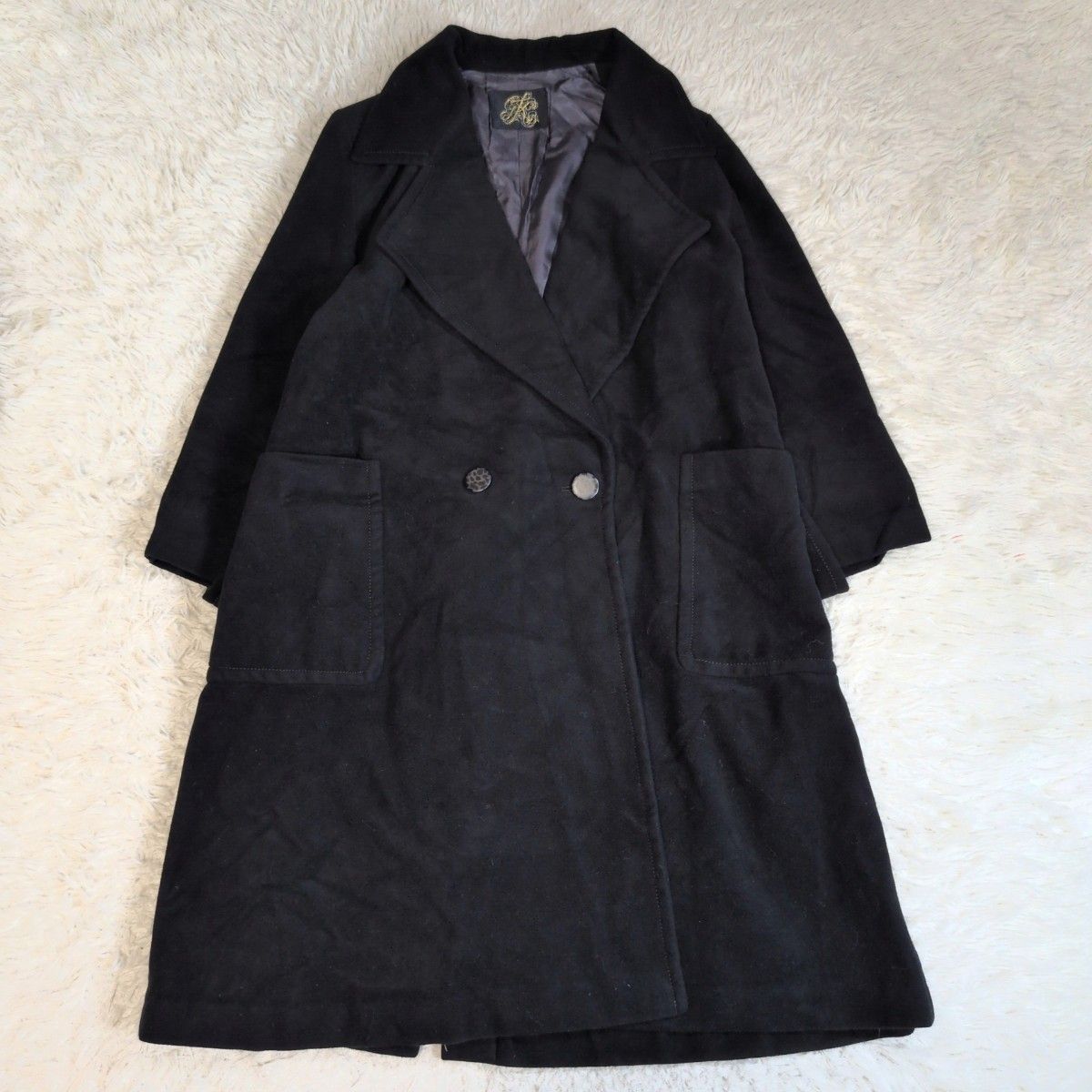 希少✨伊太利屋 イタリヤ アンゴラ混 ダブルブレスト チェスターコート