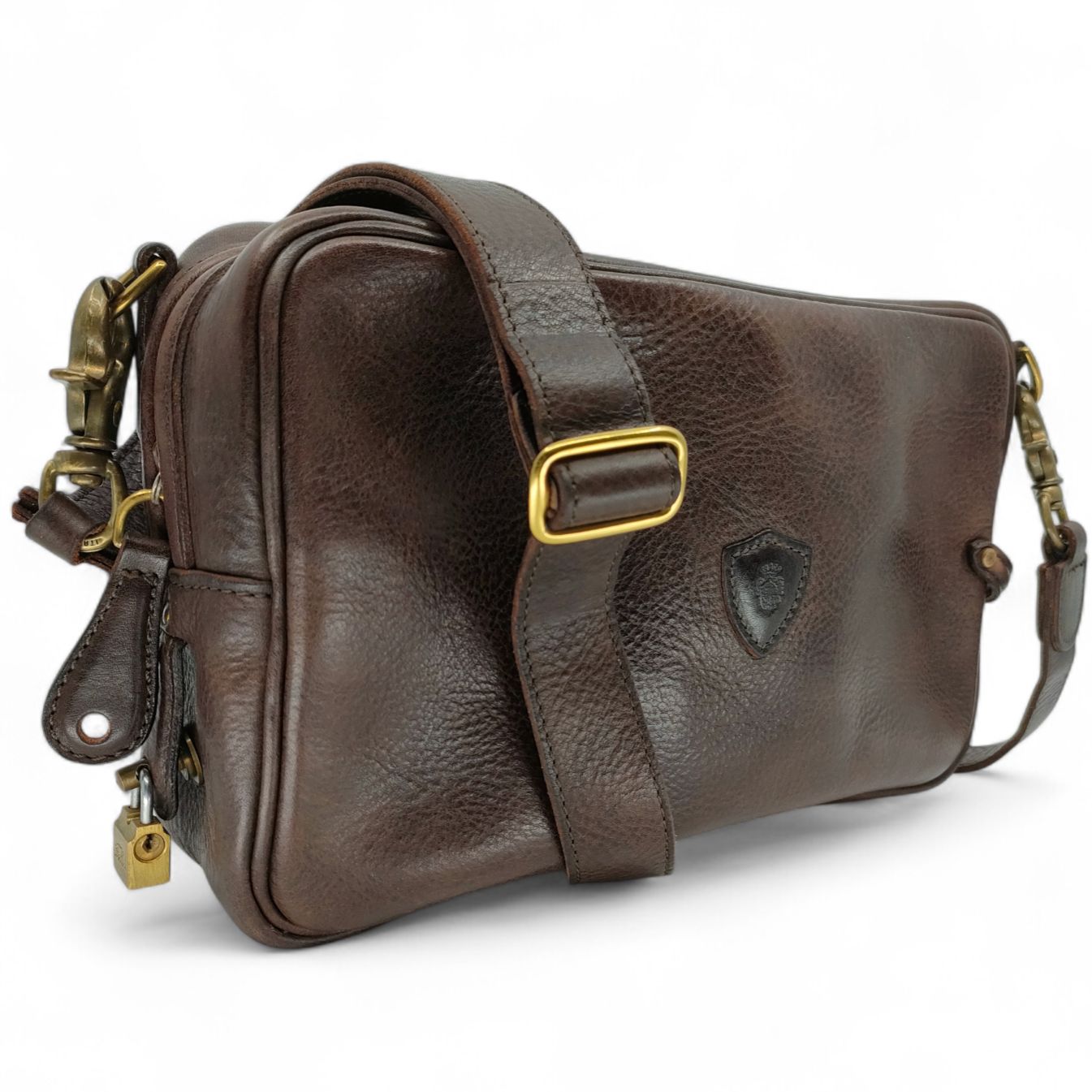 Felisi シボ革 ユニセックス フェリージ レザー ショルダーバッグ クロスボディ 斜め掛け 肩掛け ブラウン