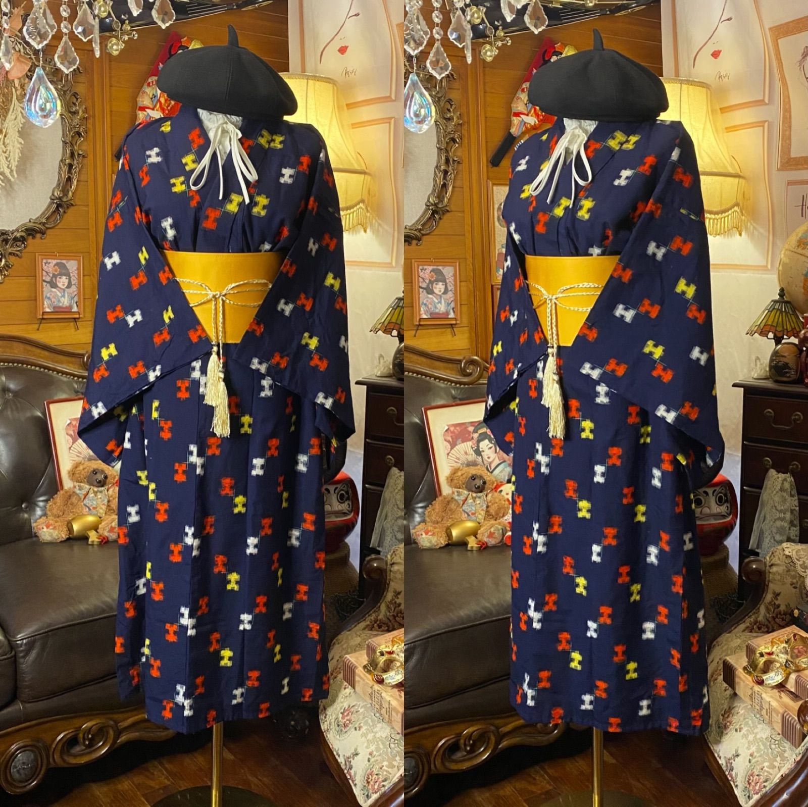 和洋折衷セミロングワンピース 着物アンサンブル