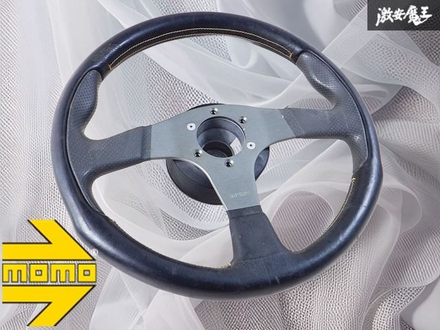 モモステ　35Φ 中古 モモ形状 MOMOステアリング レッドステッチ レザー 35Φ GRIP ROYAL