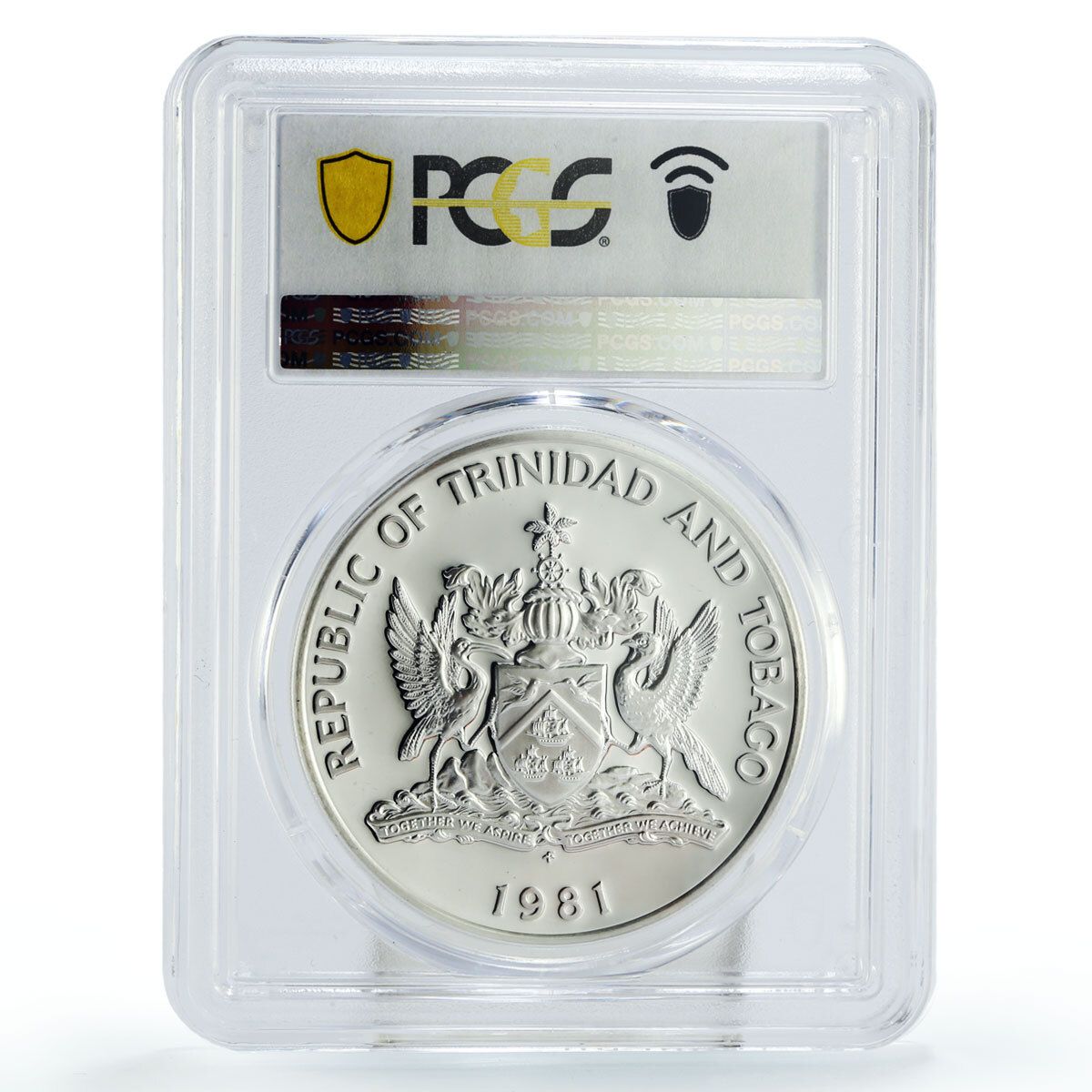 トリニダード・トバゴ 10ドル 共和国独立船 PR69 PCGS 銀貨 1981年