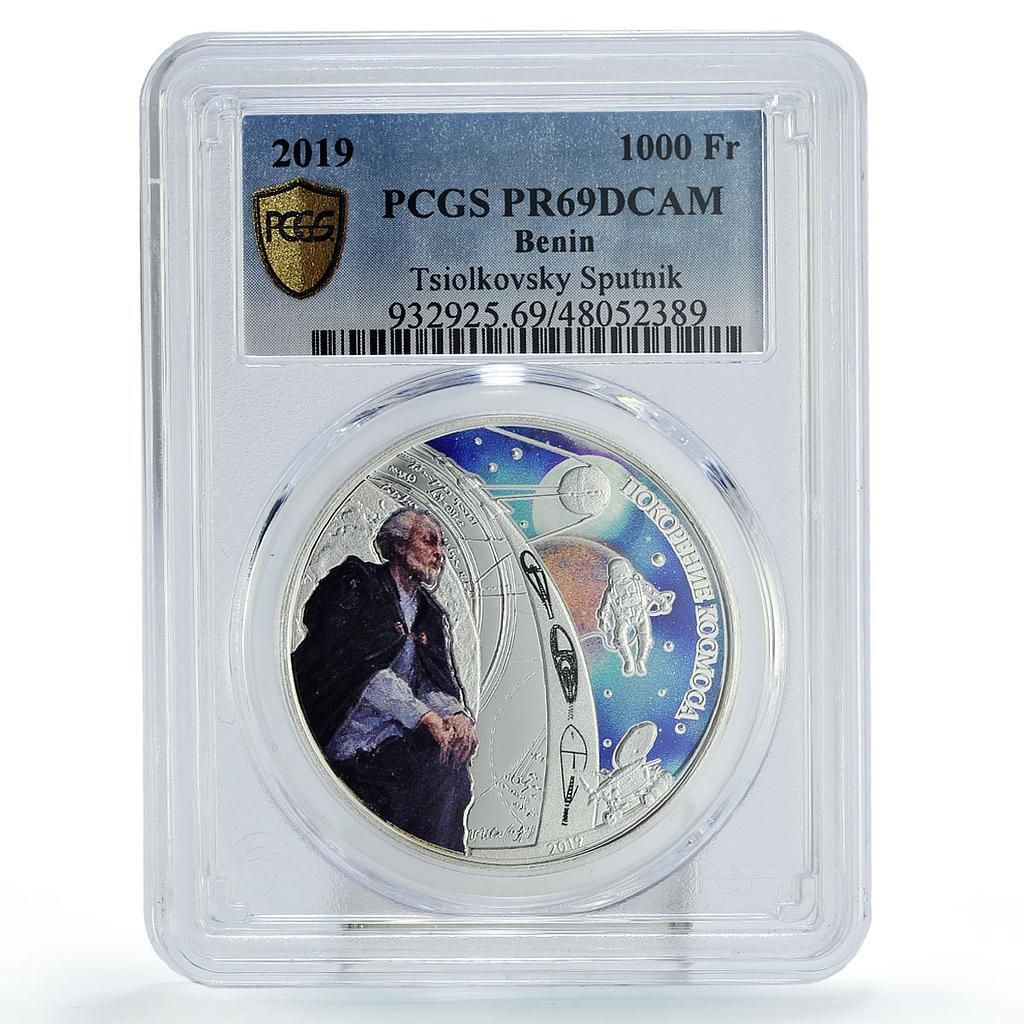 ベナン 1000フラン ツィオルコフスキー スプートニク スペースコンクエスト PR 69 PCGS 銀貨 2019