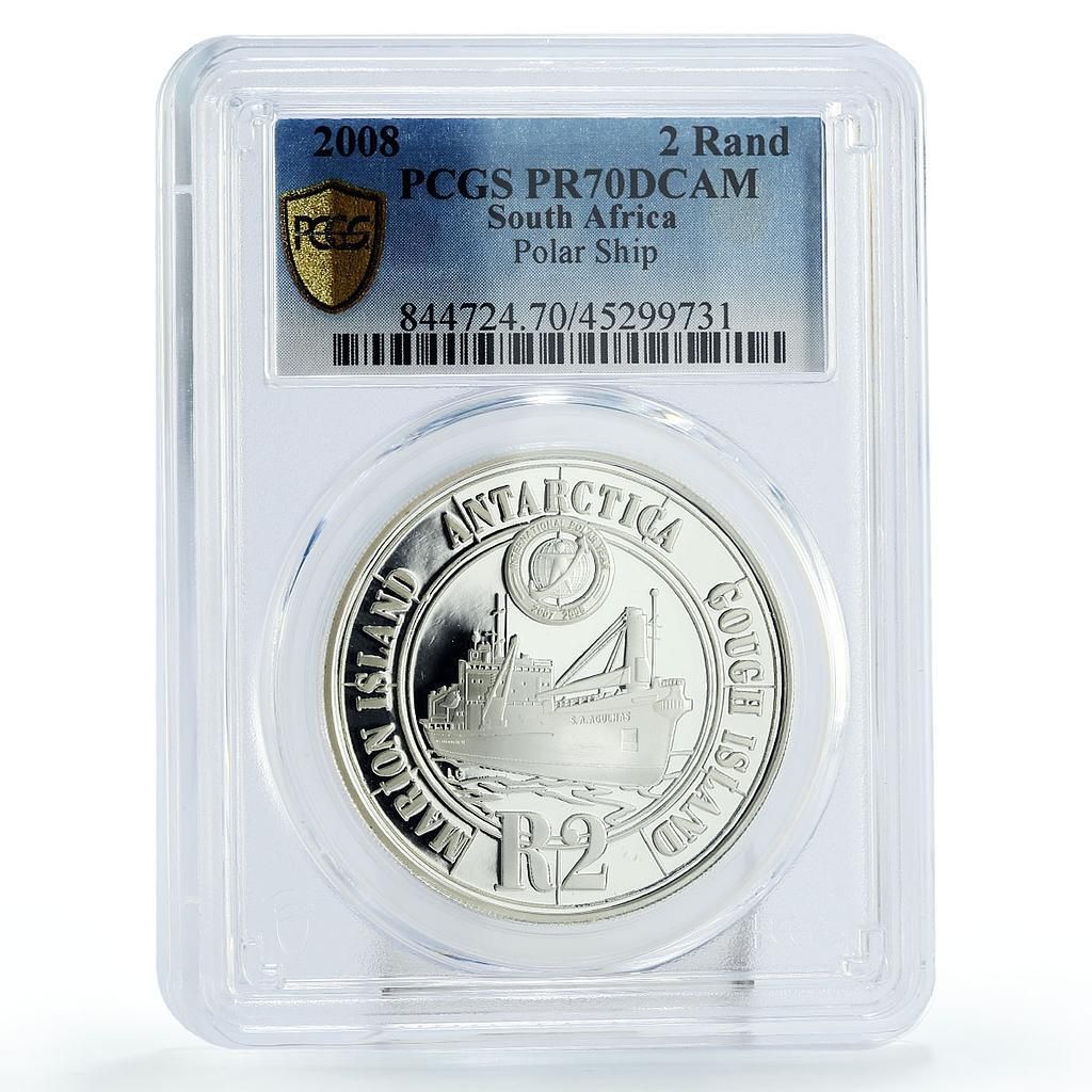 南アフリカ 2ランド 国際 年船 PR70 PCGS 銀貨 2008年