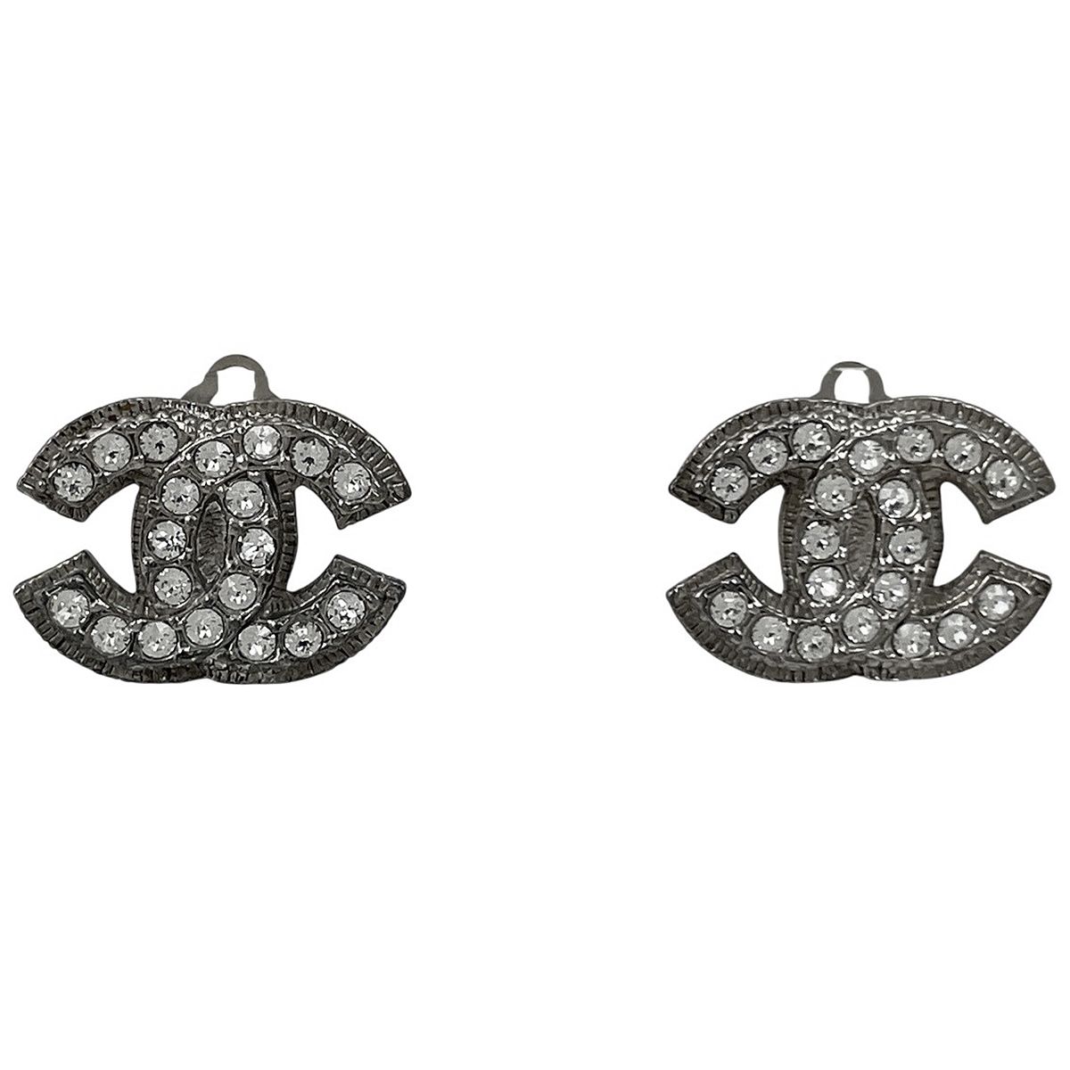 シャネル CHANEL ココマーク イヤリング ラインストーン シルバーメッキ シルバー レディース