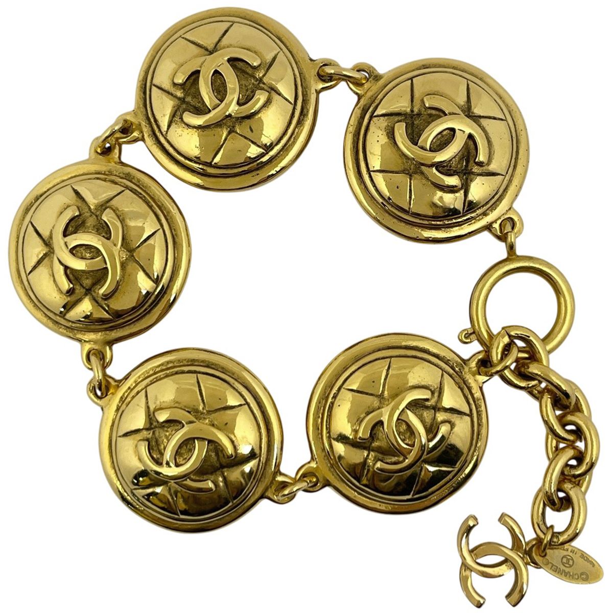 シャネル CHANEL ココマーク ブレスレット マトラッセ 腕輪 GP ゴールド レディース