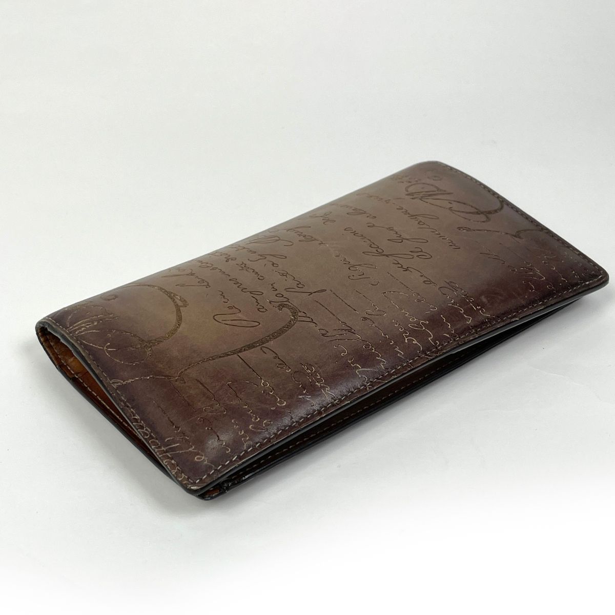ベルルッティ✨超美品✨カリグラフィ レザー 二つ折り長財布 ベルルッティ Berluti エベネ 二つ折り長財布 カリグラフィ 長財布