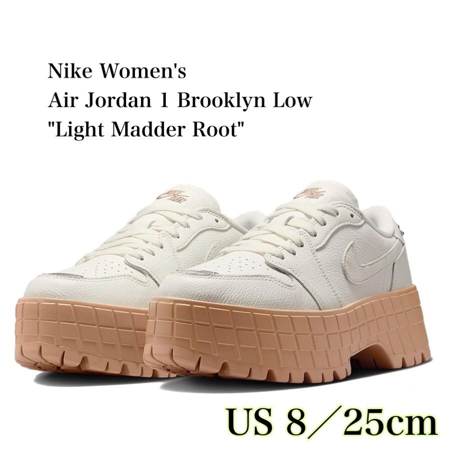 Nike Women s Air Jordan 1 Brooklyn Low Light Madder Root ナイキ ウィメンズ エアジョーダン1 ブルックリン ロー ライトマダールート HF 3184 101 白25 cm箱無し