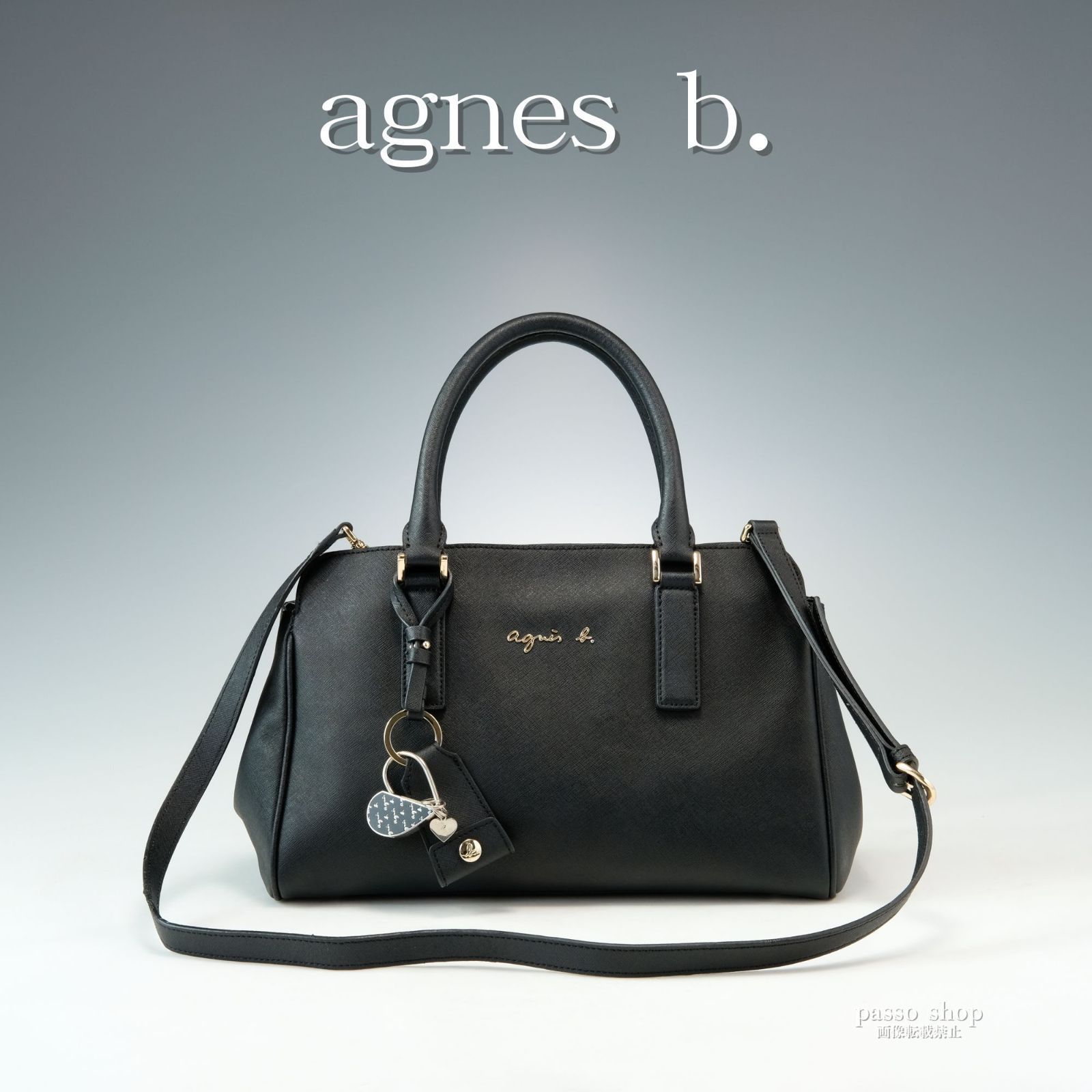美品】agnes b. アニエスべー 2way ボストンバッグ ハンドバッグ 