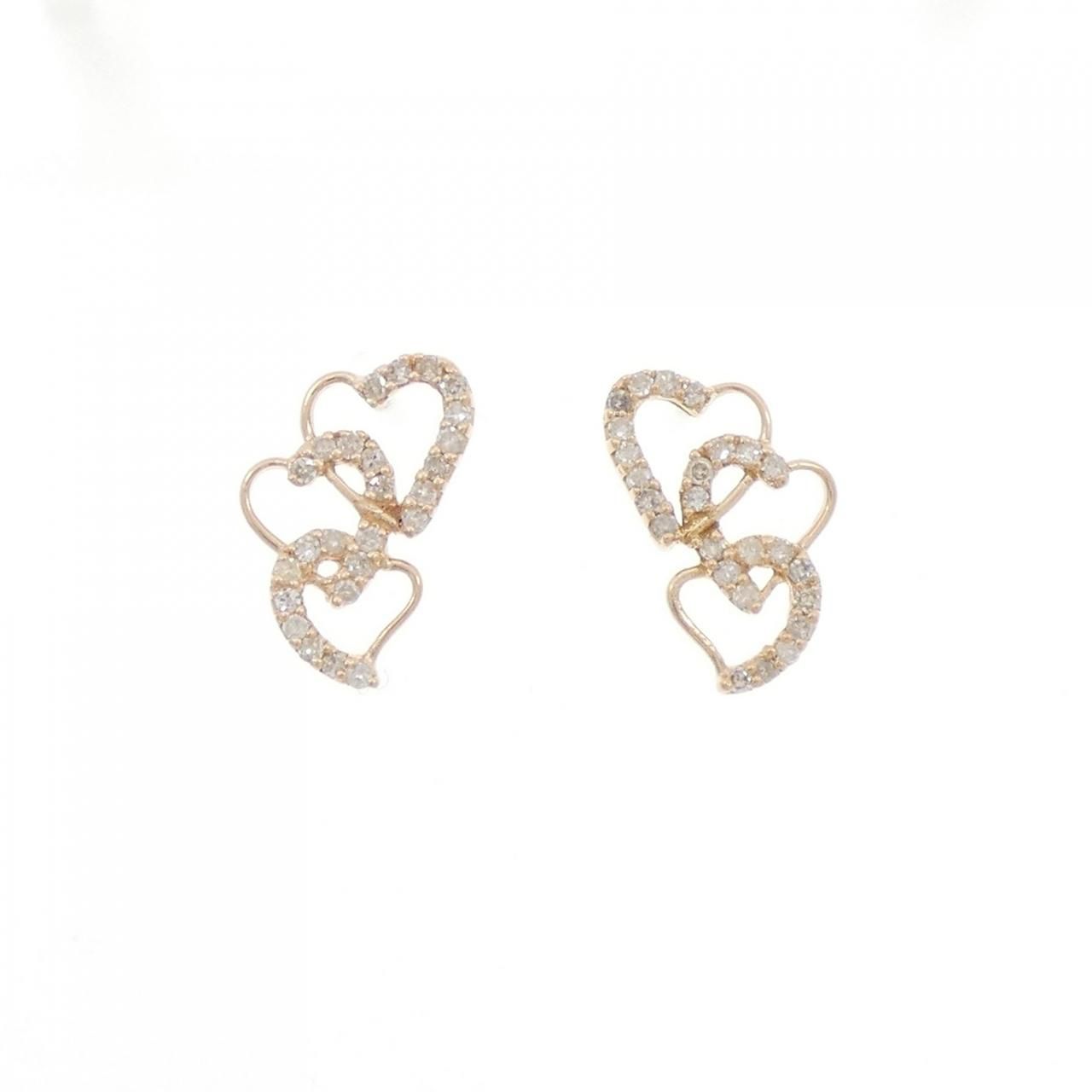 K 18 PG ハート ダイヤモンド ピアス 0.4 CT