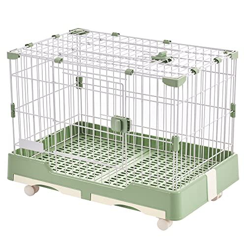 BTM ウサギケージ 犬ケージ 猫ケージ 小動物用 室内飼い 引き出しトイレ付 掃除簡単 移動便利 キャスター付 スチール製 天井扉 脱走防止 いぬ ネコ うさぎ ハムスター 頑丈 キャット 休憩所 ペット用品