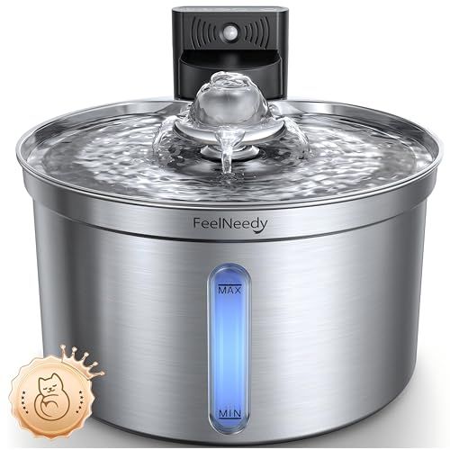 猫 給水器 コードレス充電式 自動 ステンレス製 ペット用ウォーターボウル 3段階水流モード センサー 間欠 連続 多層フィルター付き ワイヤレス 水飲み場 給水機 304ステンレス FN-W 19