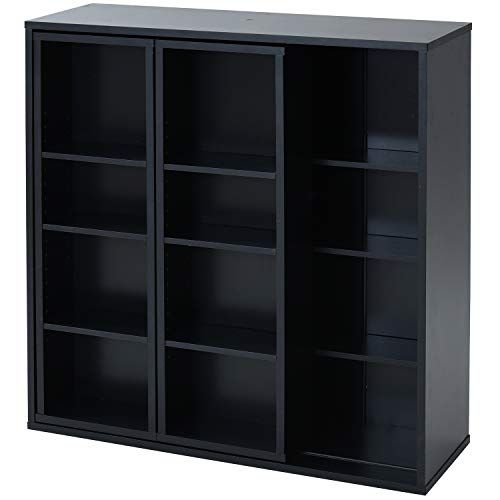 山善 YAMAZEN 本棚 大容量 コミック370冊収納 スライド 上下 棚板可動 漫画 コミック 文庫本 収納 棚 幅90 奥行29 高さ92 cm 組立品 ブラック CRSS 9090 BK