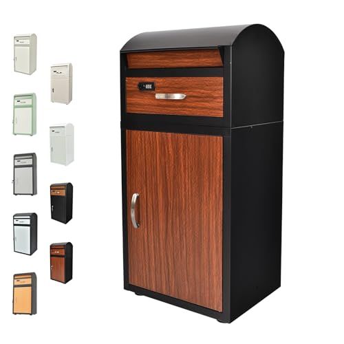 Fkstyle 工事不要 大容量ポスト一体型 宅配ボックス 郵便ポスト付き 110 L 70 角型設計 0.7 mm厚亜鉛メッキ鋼板 ダイヤル錠＆キーロック式 防犯対策 印鑑ホルダー搭載 雨除けひさし 簡単設置 置き型