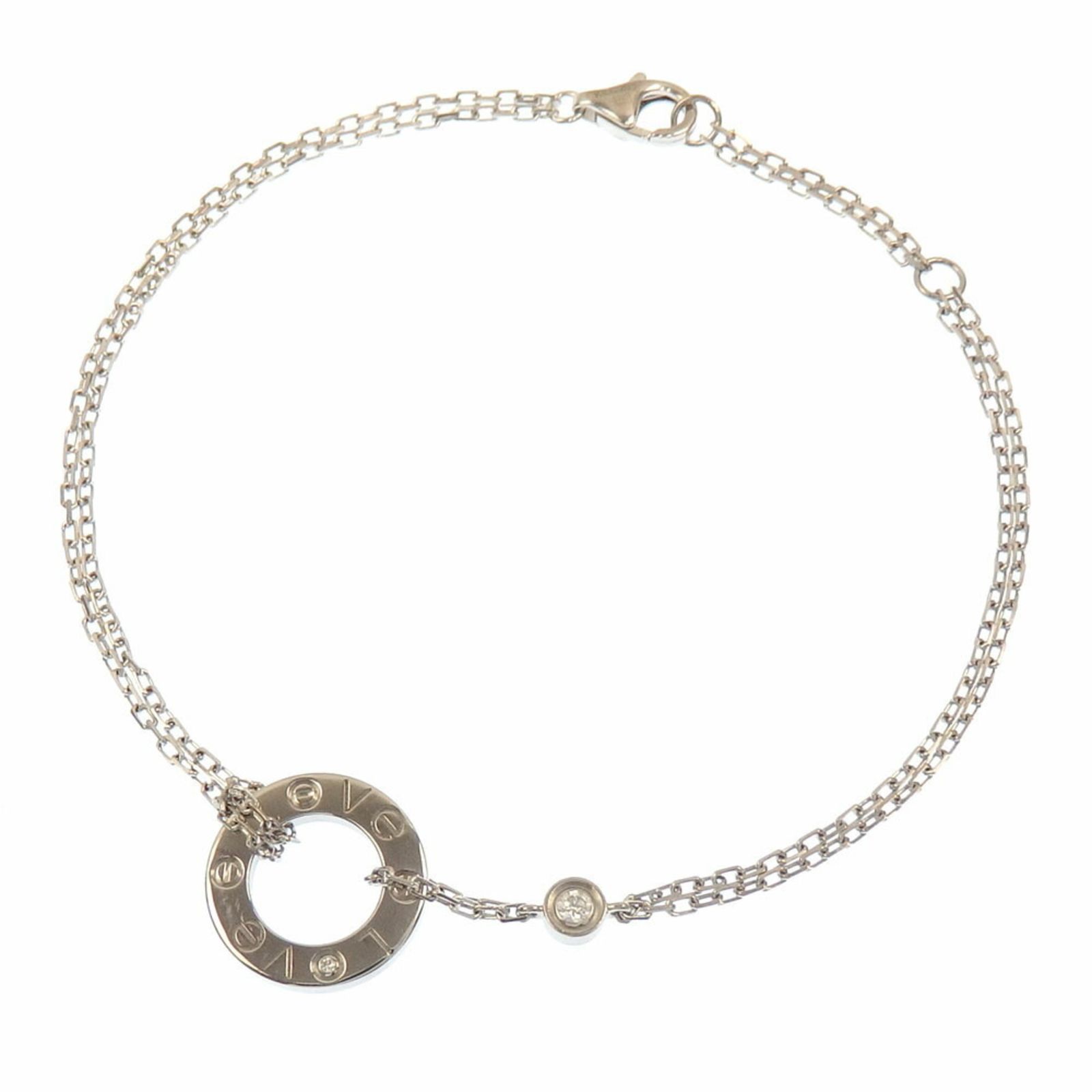 カルティエ Cartier ラブ ブレスレット レディース 2 Pダイヤモンド 18 KWG 4 5 g 18金 ホワイトゴールド 750 チェーン サークル