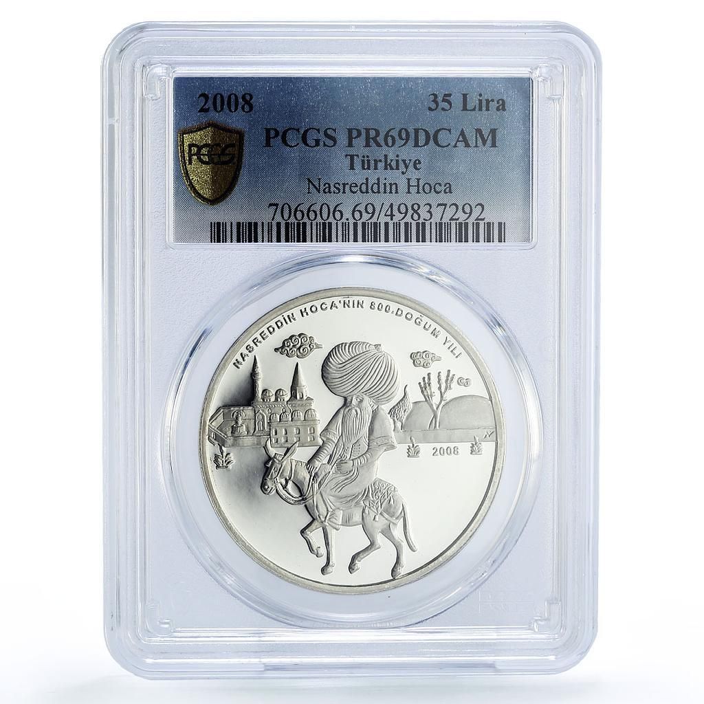 トルコ 35リラ 民話 ナスレッディン・ホジャ 文学 PR69 PCGS 銀貨 2008