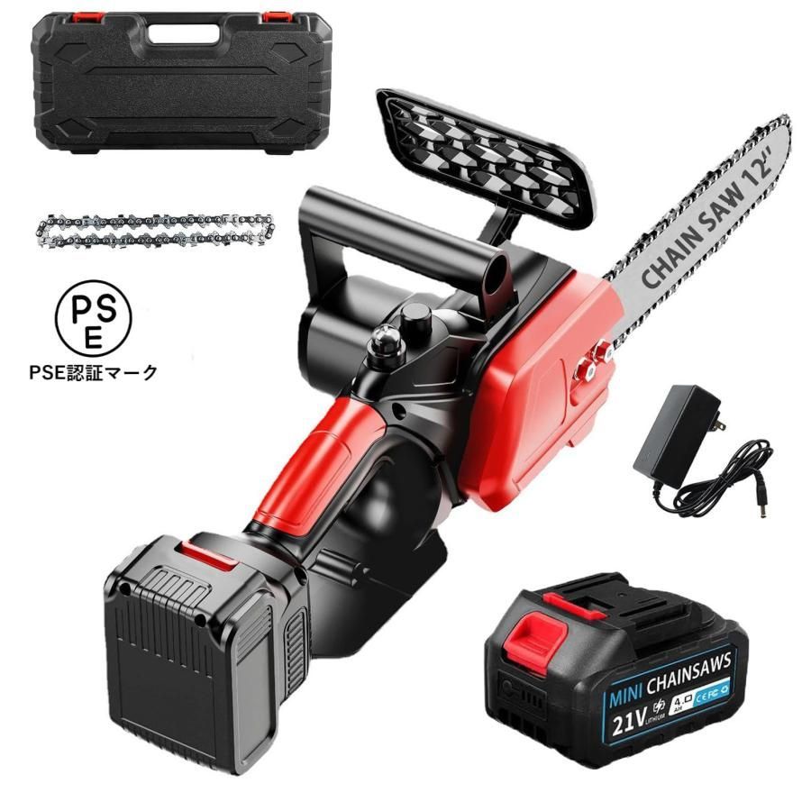 大好評 チェーンソー 充電式 12インチ 電動 ブラシレスモーター搭載 大容量4.0 Ahバッテリー 付き 自動給油 小型 最大切断幅30 cm
