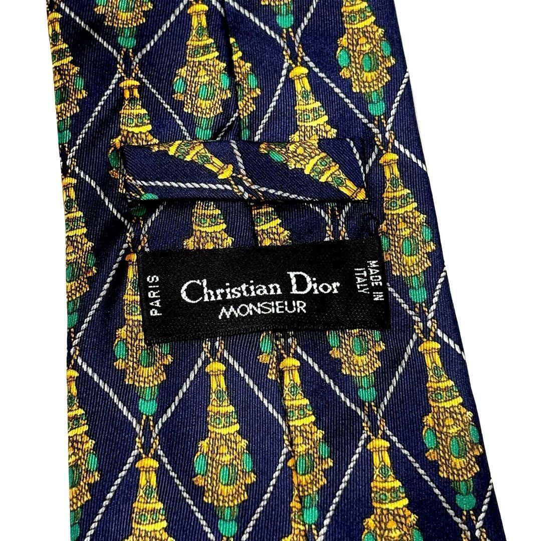 極美品✨ クリスチャンディオール ネクタイ ネイビー 紺 シルク - メルカリ