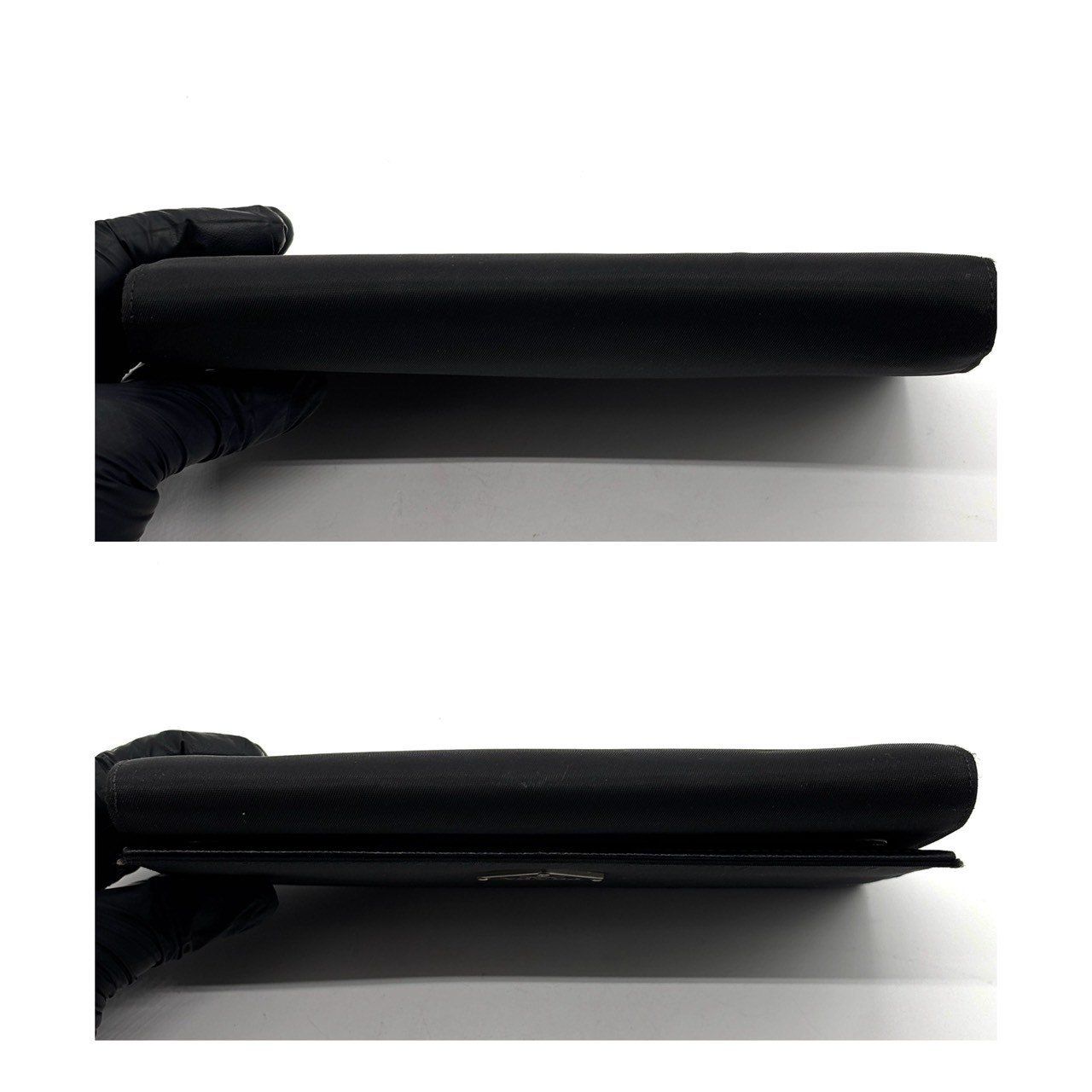 静かに輝く黒の品格】 PRADA プラダ 二つ折り財布 テーストナイロン