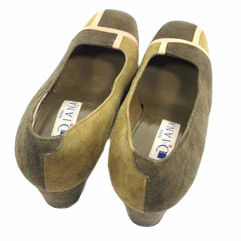 ダイアナ DIANA パンプス スクエアトゥ チャンキーヒール スエード 22