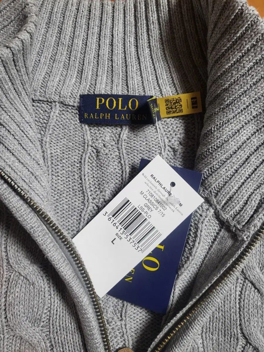 正規品)ポロ ラルフローレン ケーブル ニット ハーフジップ グレー